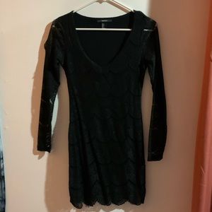 Black lace long sleeve dress